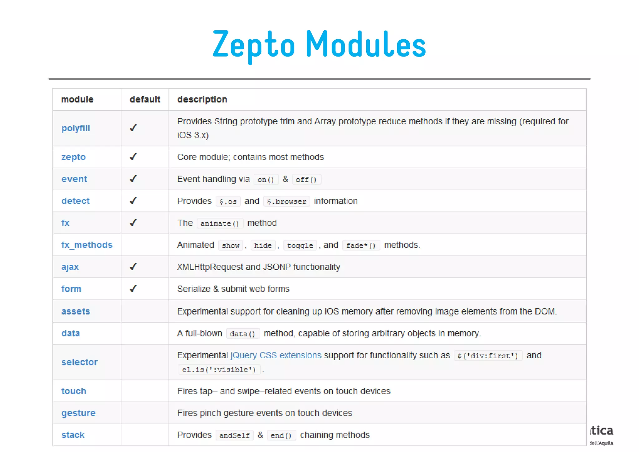 Zepto Modules
 