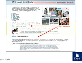 Multiple user segments?

Showcase each.

Duke ECE 490L
16

 