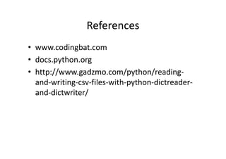 Python - Lecture 12 | PPT
