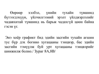 Өөрөөр хэлбэл, үнийн тухайн түвшинд
бүтээгдэхүүн, үйлчилгээний эрэлт үйлдвэрлэлийг
чадавхитай түвшинд нь барьж чадахгүй цөөн байна
гэсэн үг.
Энэ хоёр графикт бид эдийн засгийн тухайн агшин
тус бүр дэх богино хугацааны тэнцвэр, бас эдийн
засгийн тэмүүлж буй урт хугацааны тэнцвэрийг
шинжилж болно./ Зураг 8А,8B/
 