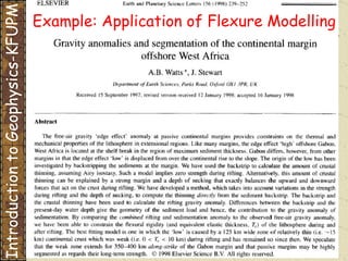 Introduction to Geophysics-KFUPM Example: Application of Flexure Modelling   
