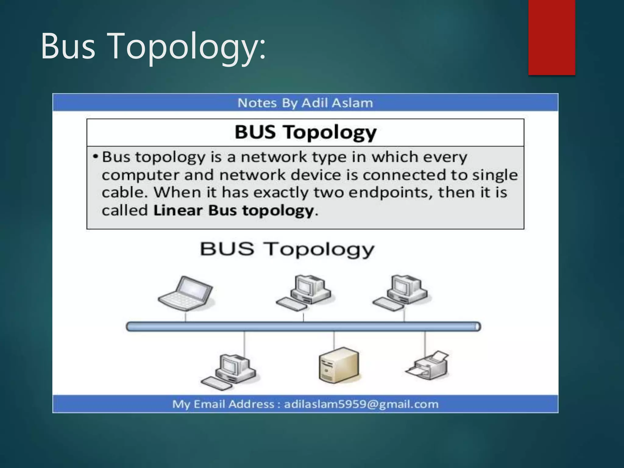Bus Topology:
 