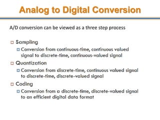 Analog to Digital Conversion
A/D conversion can be viewed as a three step process
9
 