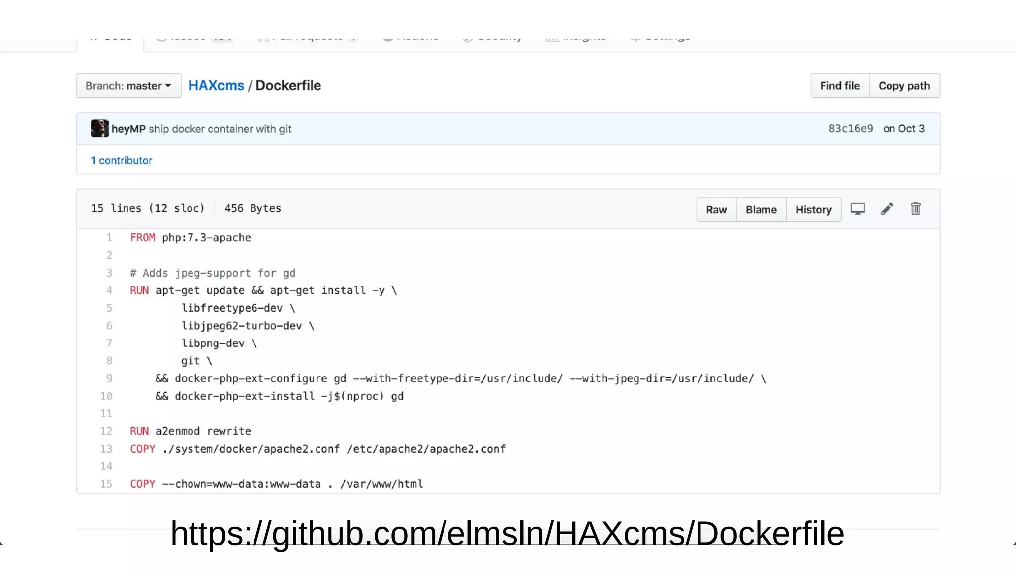 https://github.com/elmsln/HAXcms/Dockerfile
 