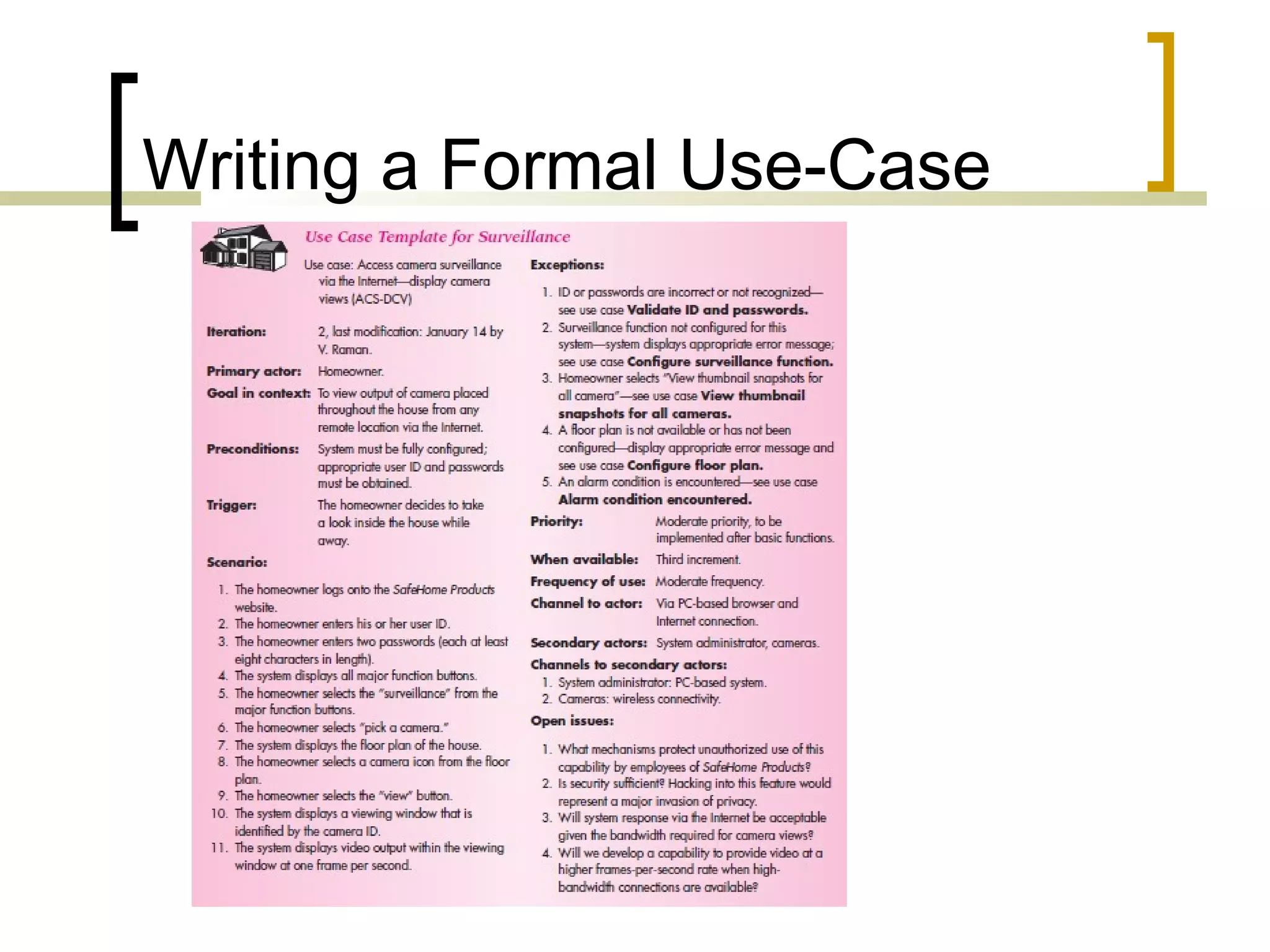 Writing a Formal Use-Case 
 