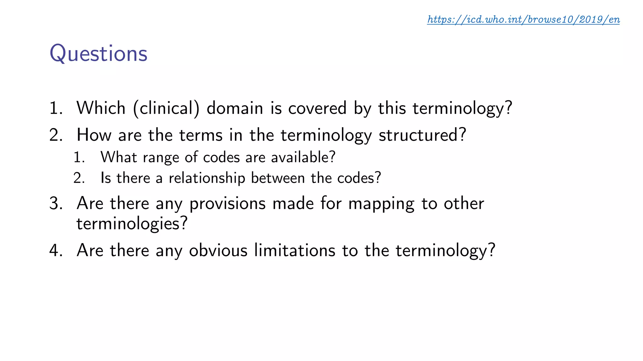 Principles of Health Informatics: Terminologies and classification ...