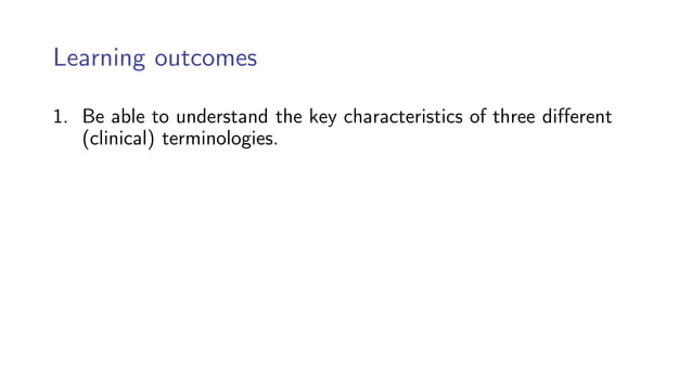Principles of Health Informatics: Terminologies and classification ...
