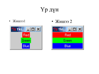 Үр дүн
• Жишээ 2• Жишээ1
 