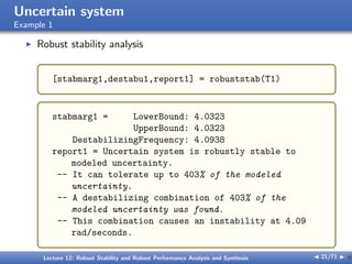 Robust Stability and Robust Performance Analysis and Synthesis | PDF