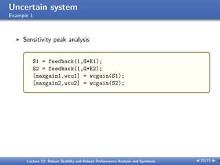 Robust Stability and Robust Performance Analysis and Synthesis | PDF