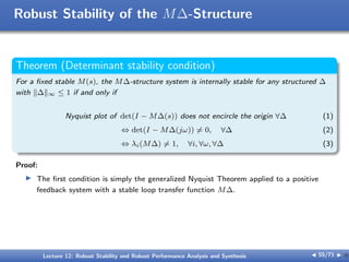 Robust Stability and Robust Performance Analysis and Synthesis | PDF
