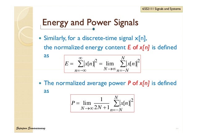 Energy And Power Of A Signal Lecture123