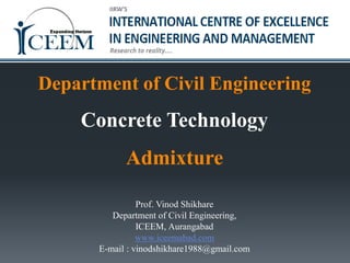 Lecture 12 Admixture: Use of admixtures in concrete technology | PDF