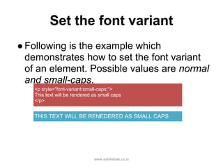 Small Caps Html Lecture 12 css_fonts | PDF