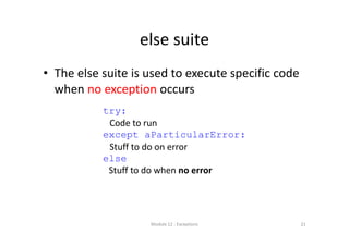 Not Get Else Lecture 12 exceptions | PDF
