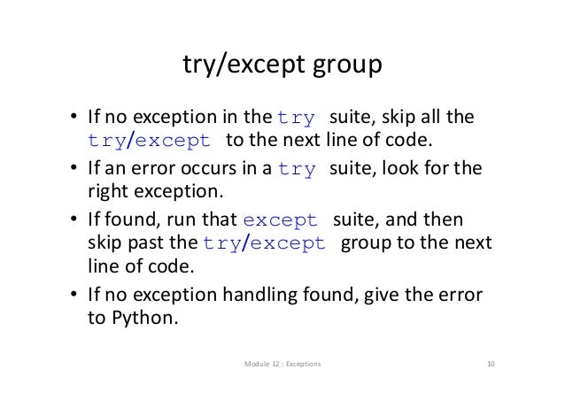 Lecture 12 exceptions