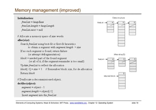 Elements of Computing Systems, Nisan & Schocken, MIT Press, www.nand2tetris.org , Chapter 12: Operating System slide 18
Memory management (improved)
 