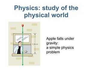 Physics: study of the physical world Apple falls under gravity:  a simple physics problem 