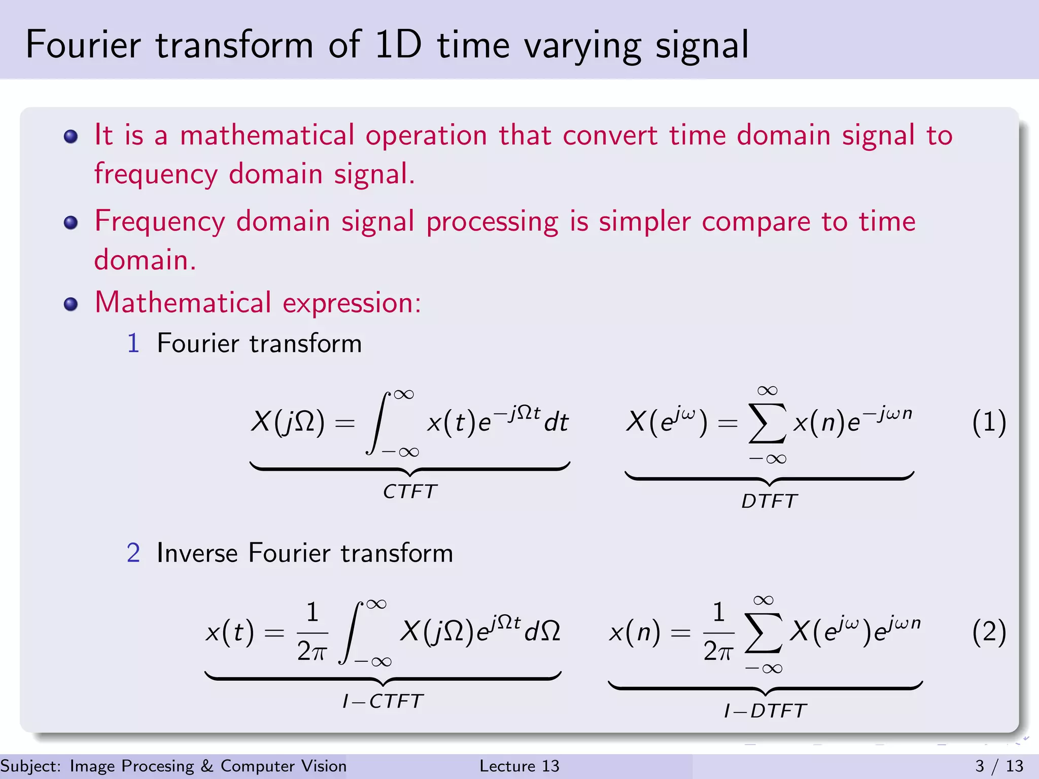 Lecture 13 (Usage of Fourier transform in image processing) | PDF ...