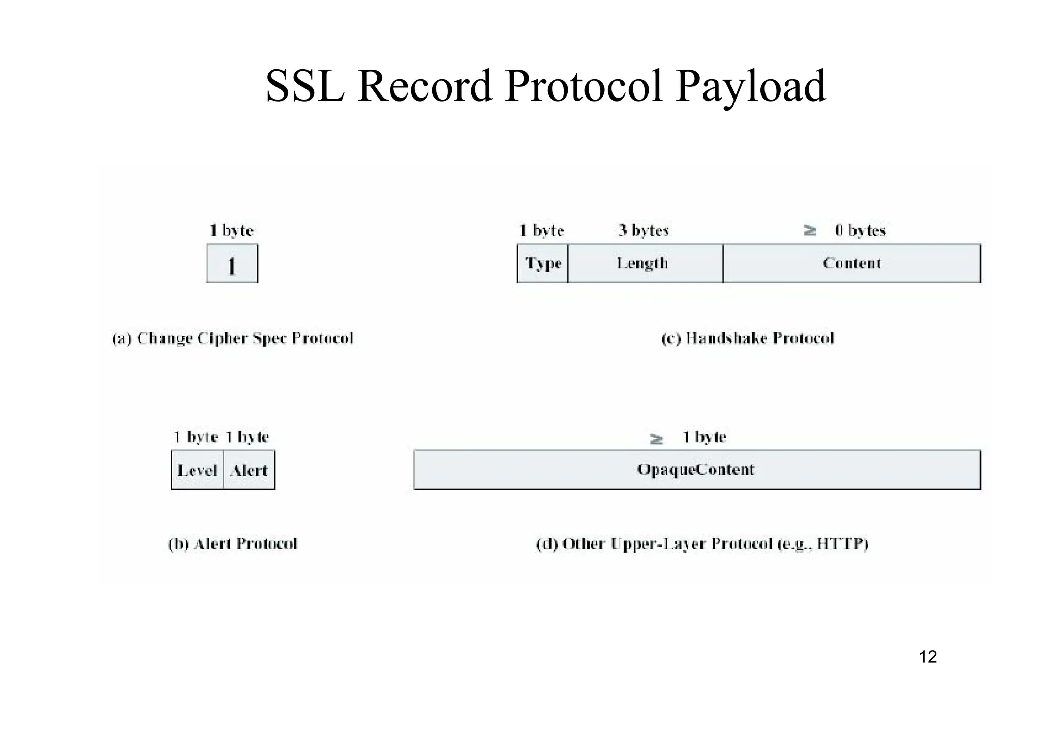 12
SSL Record Protocol Payload
 