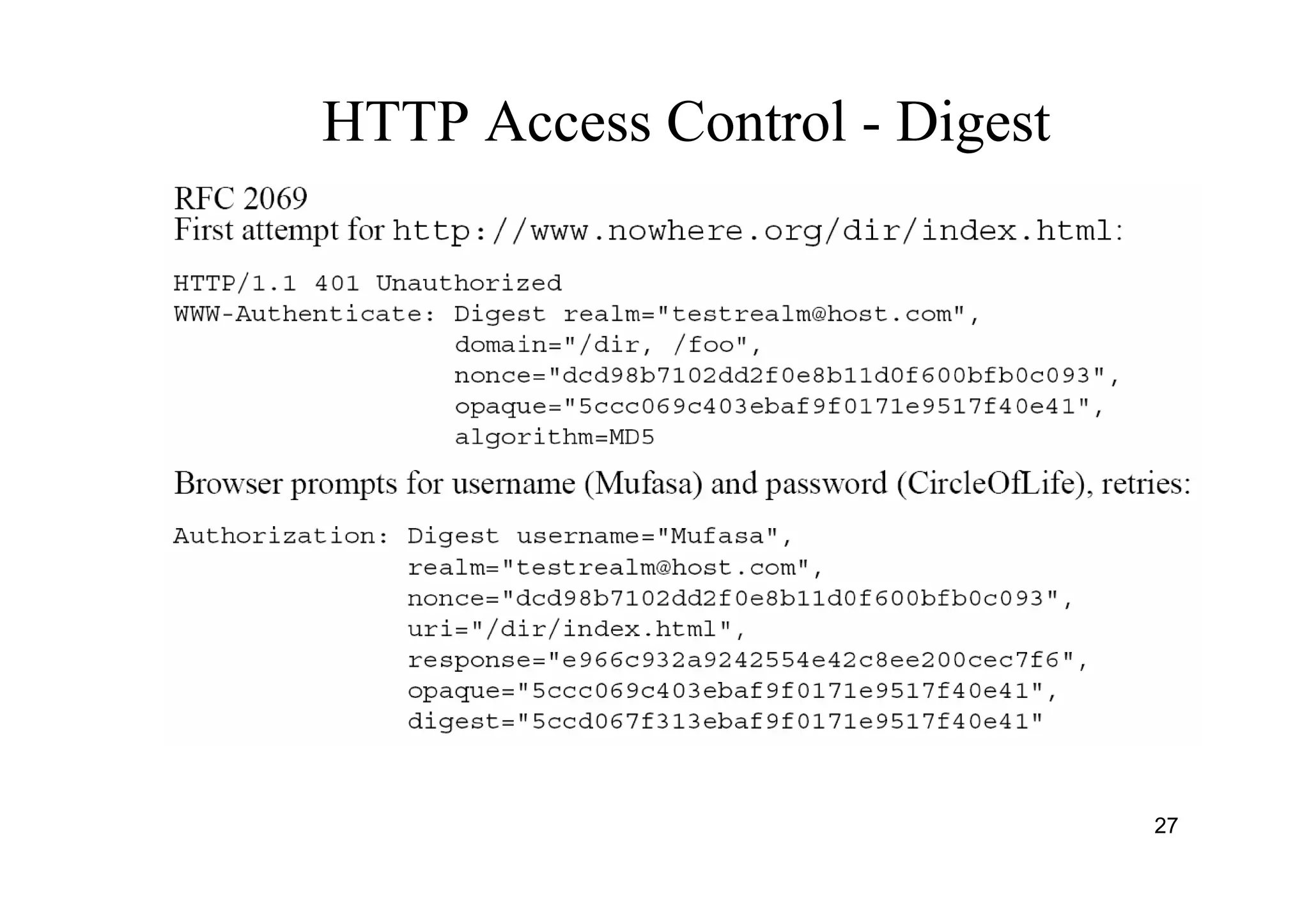 27
HTTP Access Control - Digest
 