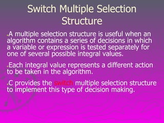 Lecture13 control statementswitch.ppt | Programming Languages | Computing