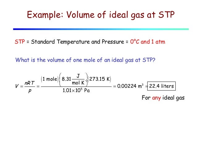 1 Mole Of Gas At Stp