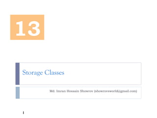 Storage Classes
Md. Imran Hossain Showrov (showrovsworld@gmail.com)
13
1
 