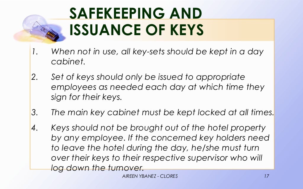 Lecture 13 safety and security in housekeeping