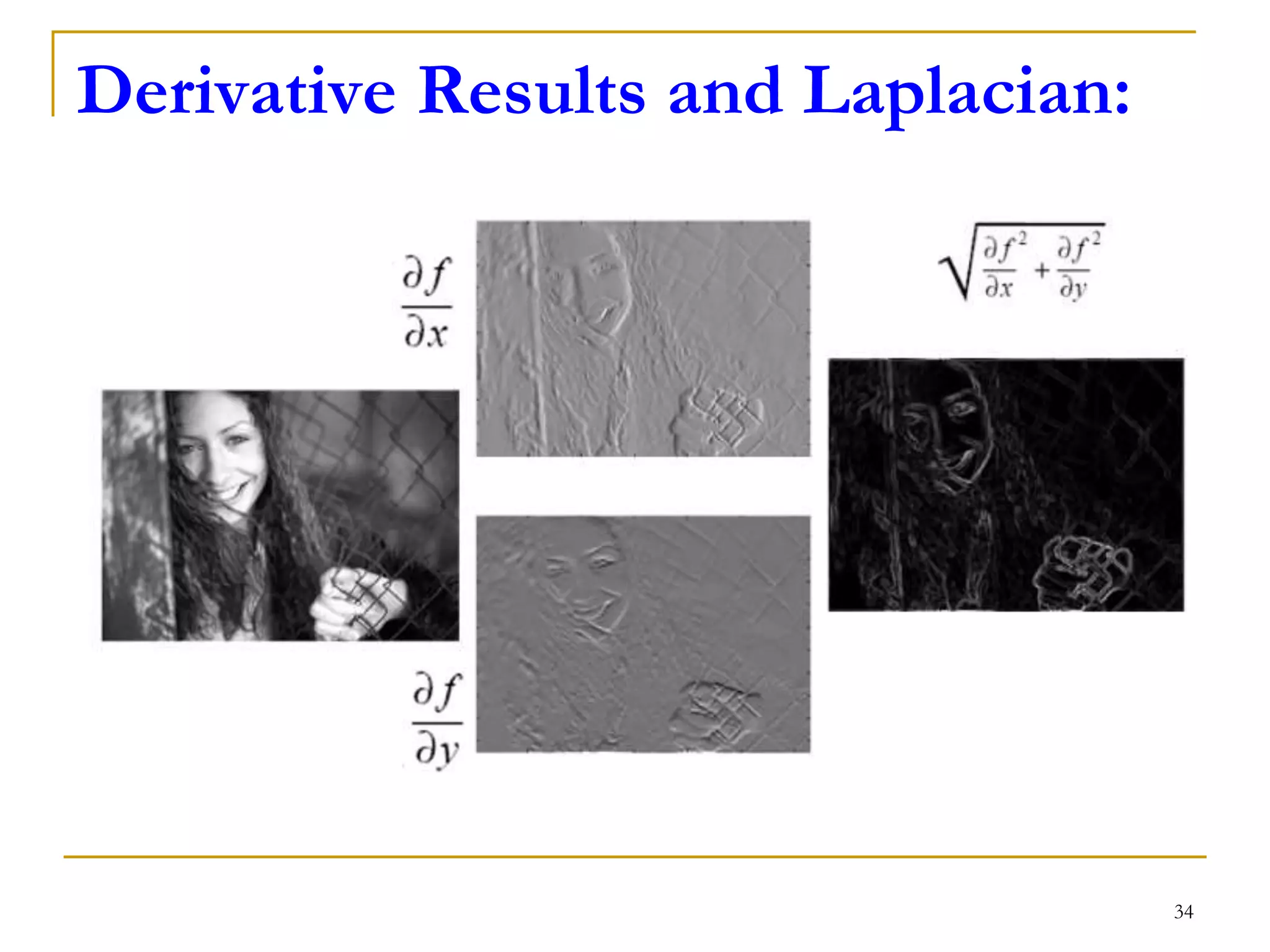 Derivative Results and Laplacian:
34
 