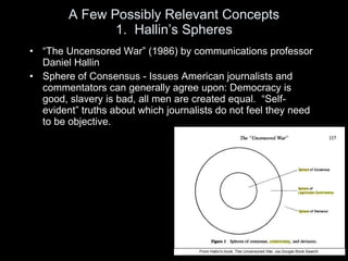 A Few Possibly Relevant Concepts 1.  Hallin ’s Spheres <ul><li>“ The Uncensored War” (1986) by communications professor Da...