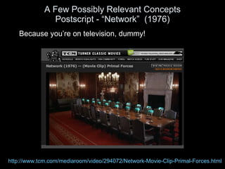 A Few Possibly Relevant Concepts Postscript -  “Network”  (1976) <ul><li>Because you ’re on television, dummy! </li></ul>h...