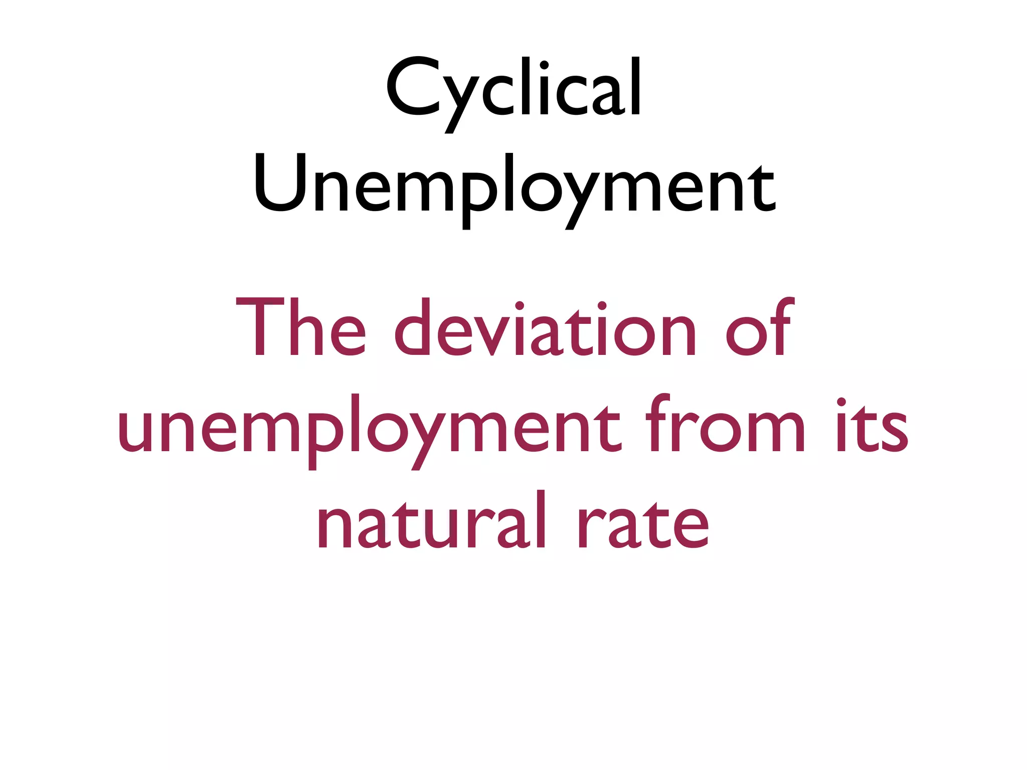 Cyclical
Unemployment
The deviation of
unemployment from its
natural rate
 