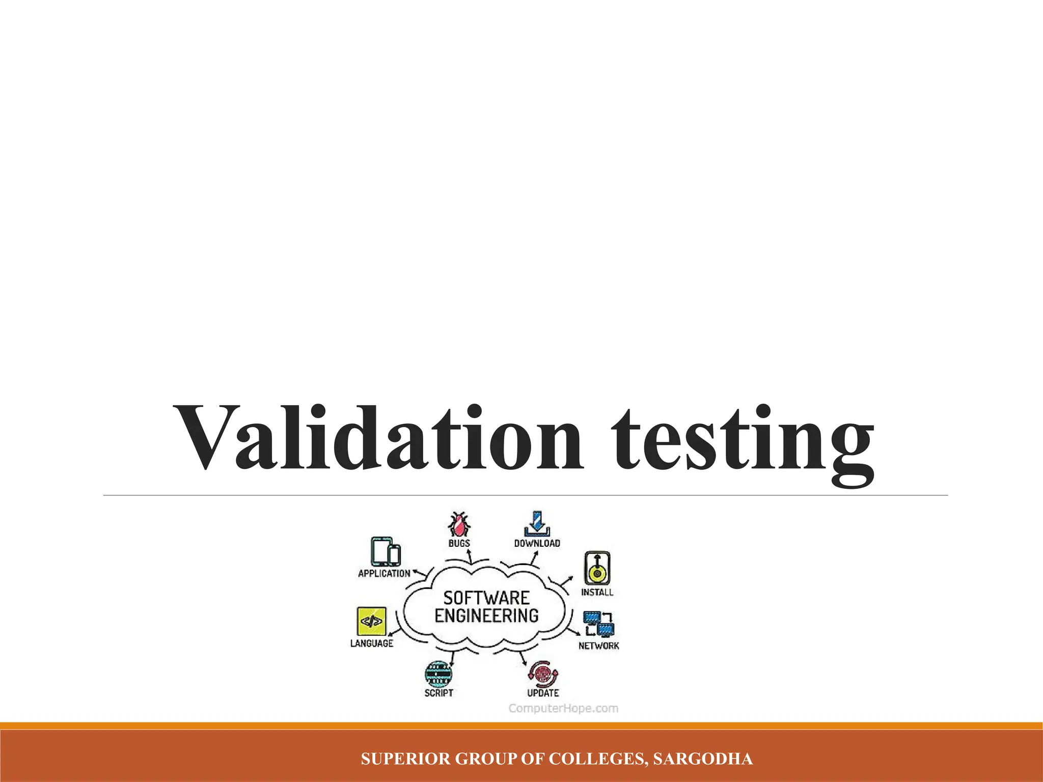 SUPERIOR GROUP OF COLLEGES, SARGODHA
Validation testing
 