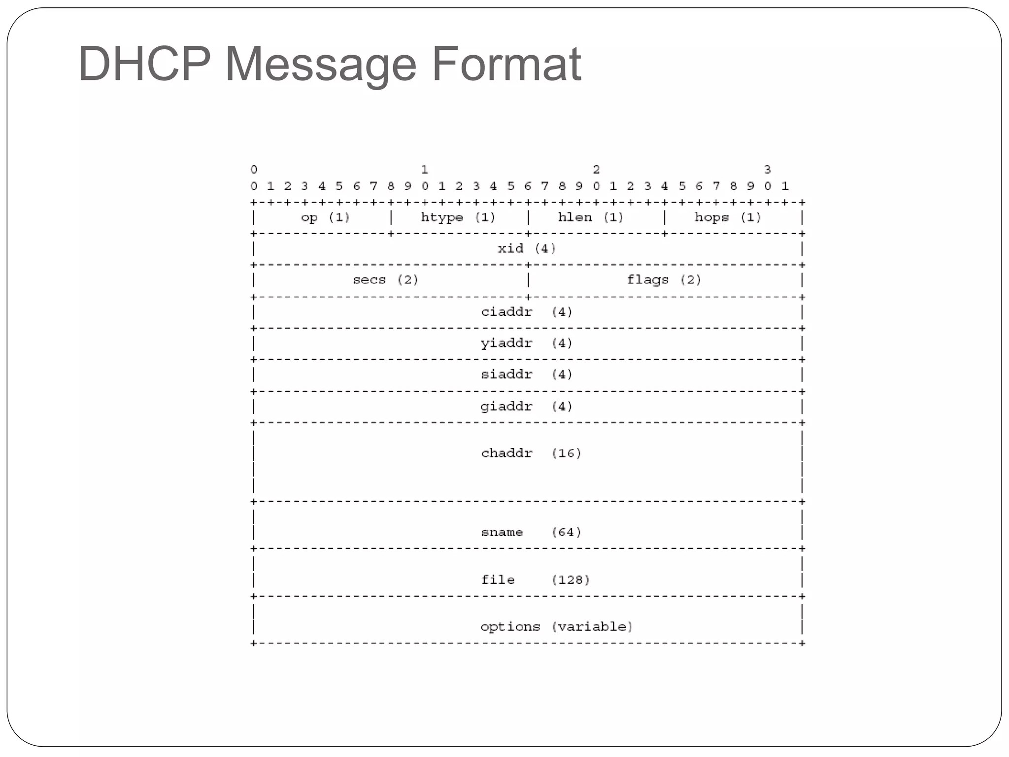 DHCP Message Format
 