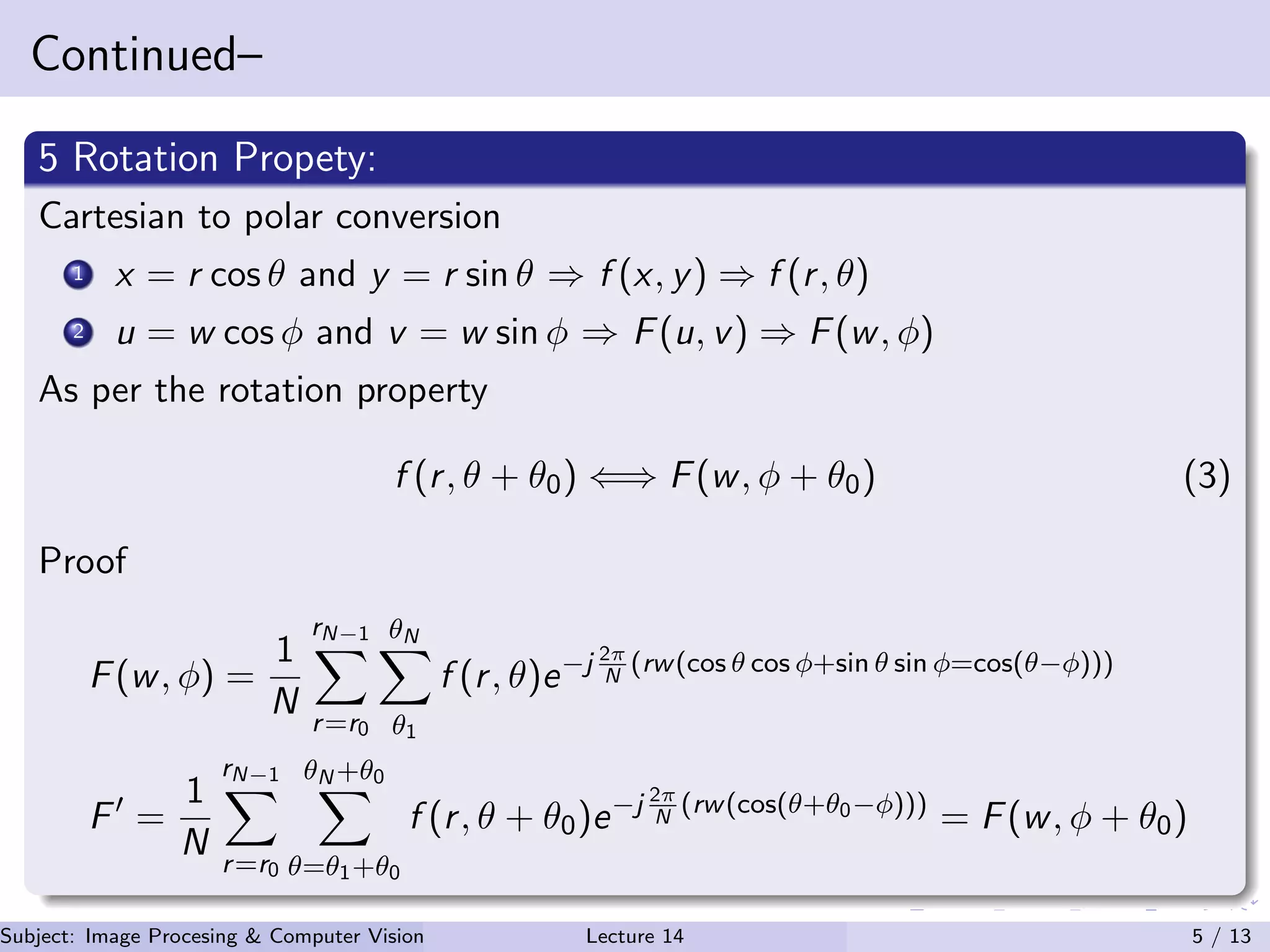 Lecture 14 Properties of Fourier Transform for 2D Signal | PDF