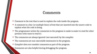 String Manipulation, Escape Sequences and comments in c++ | PPTX