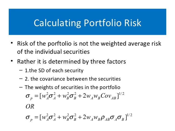 what is portfolio risk formula