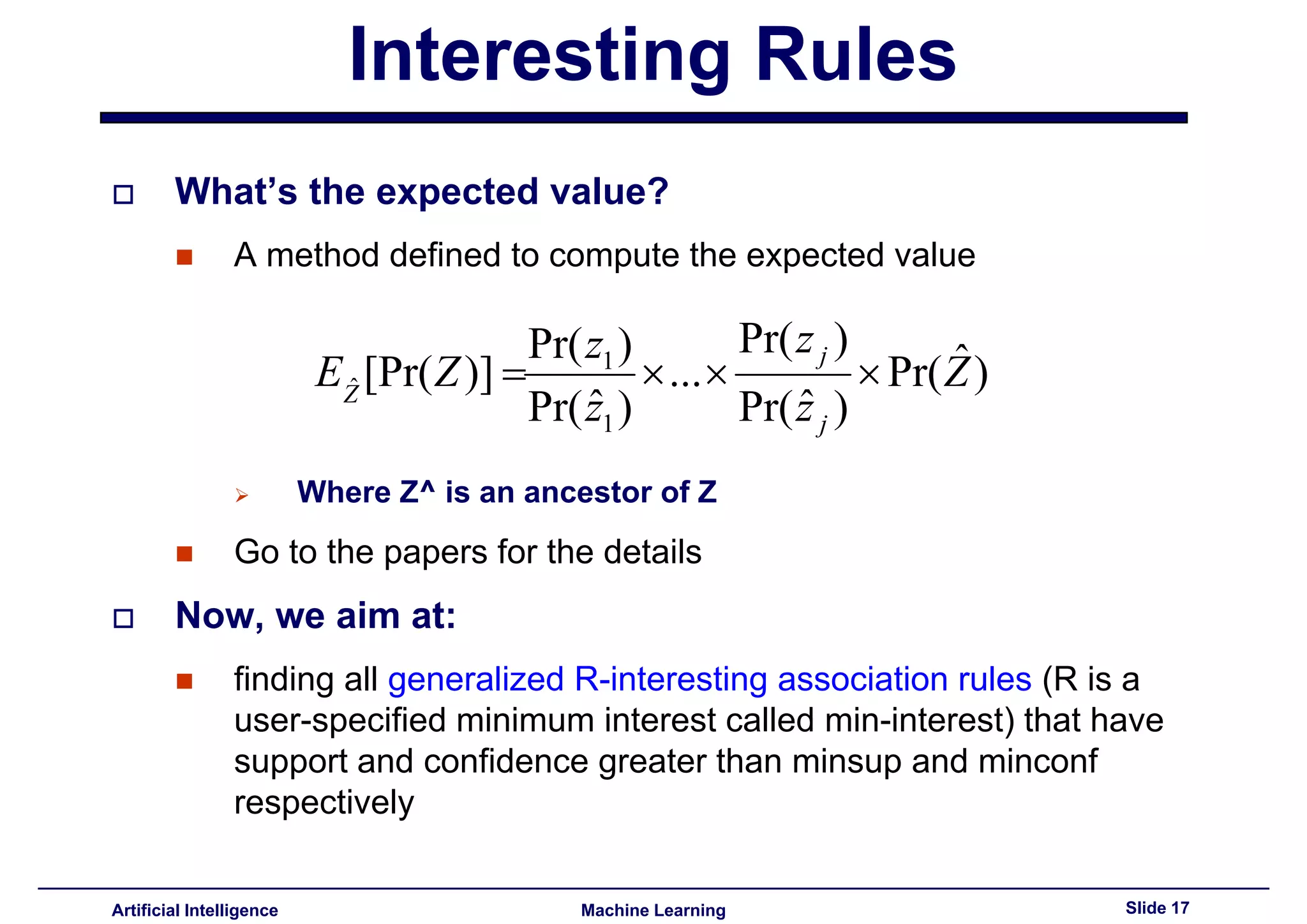 Lecture15 - Advances topics on association rules PART II