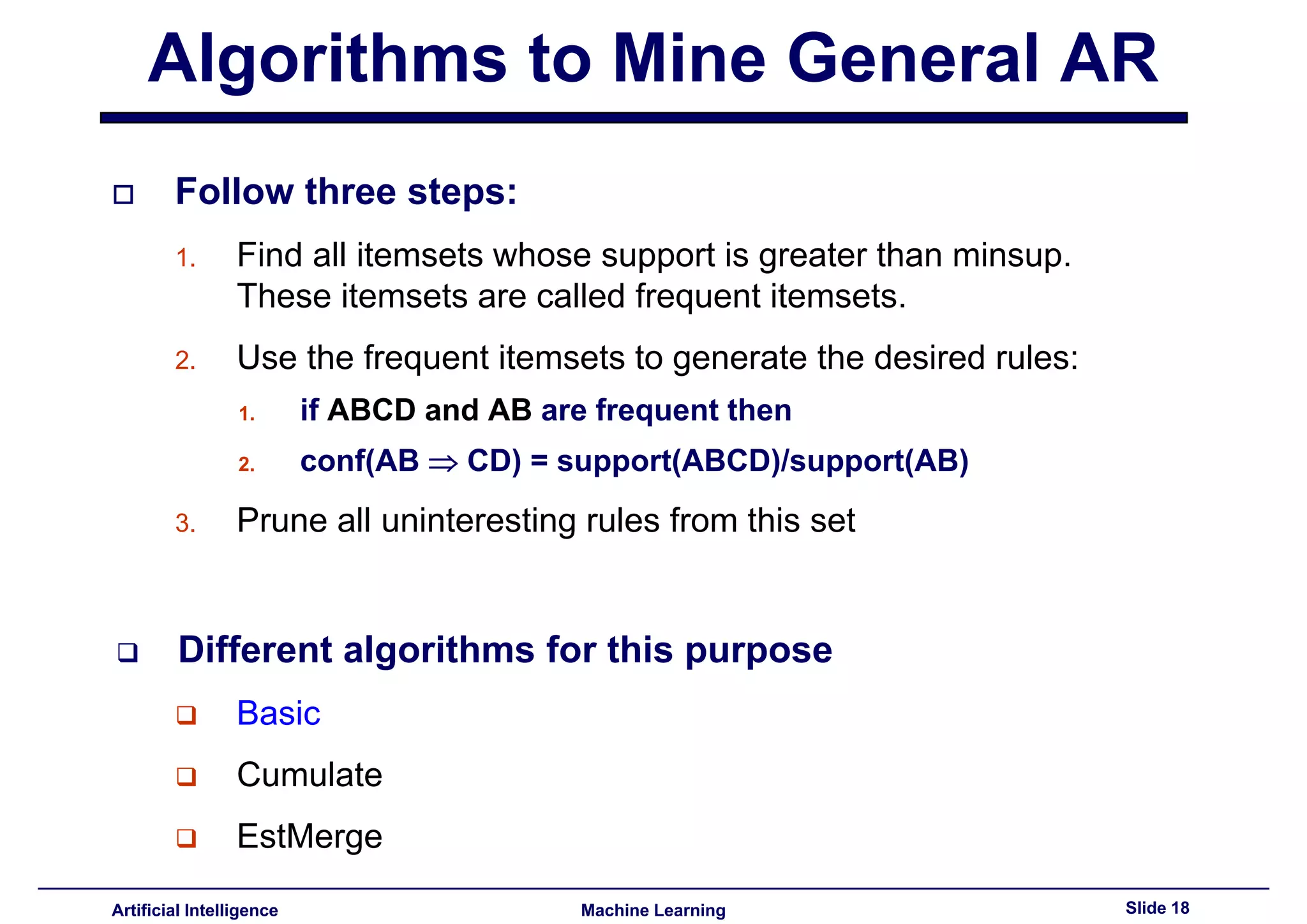 Lecture15 - Advances topics on association rules PART II