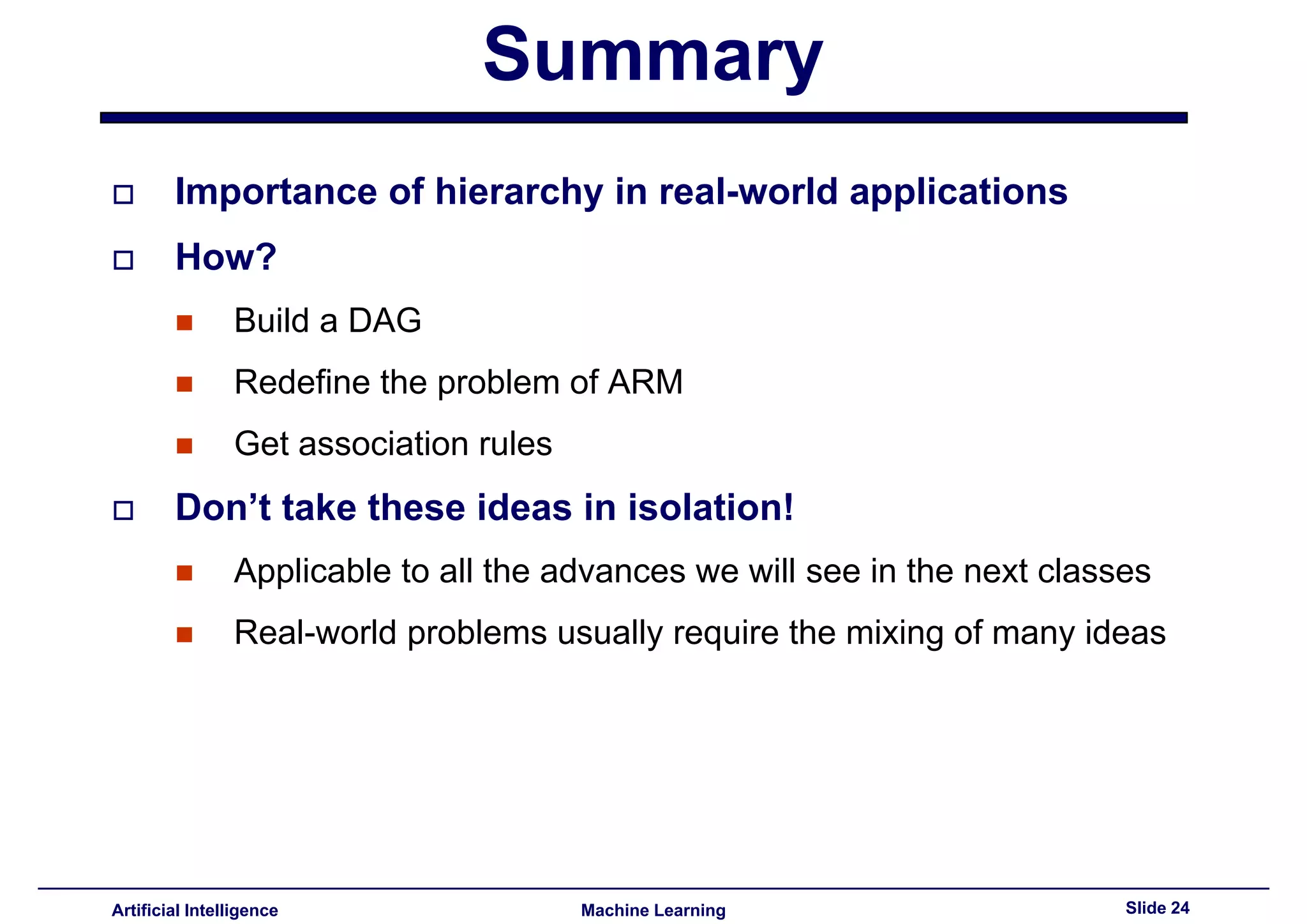 Lecture15 - Advances topics on association rules PART II