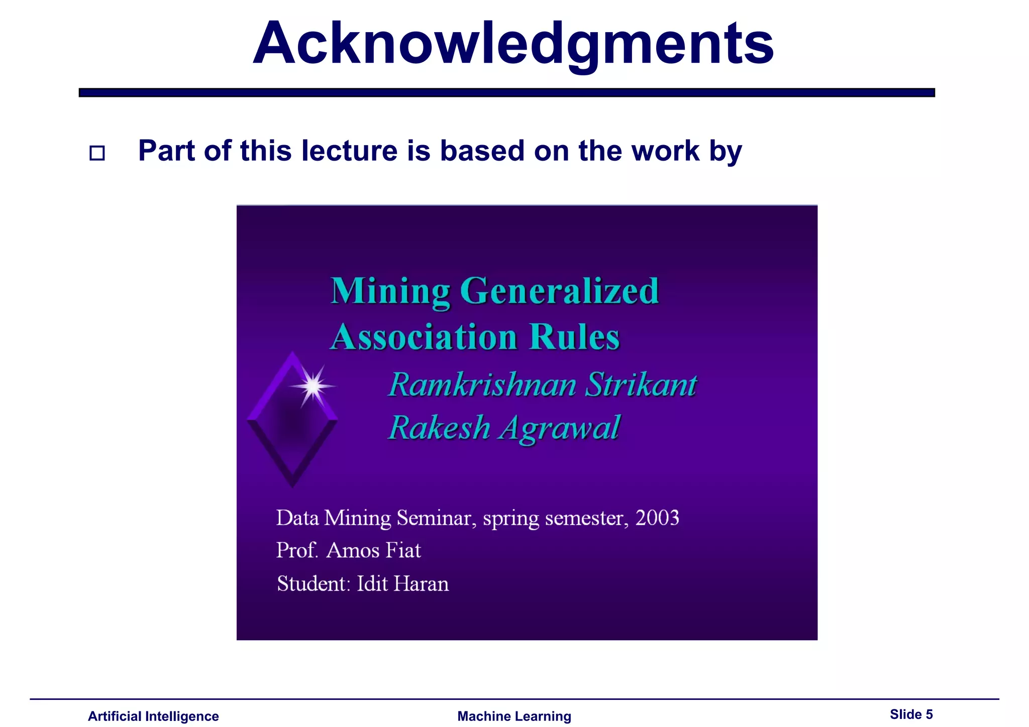 Lecture15 - Advances topics on association rules PART II