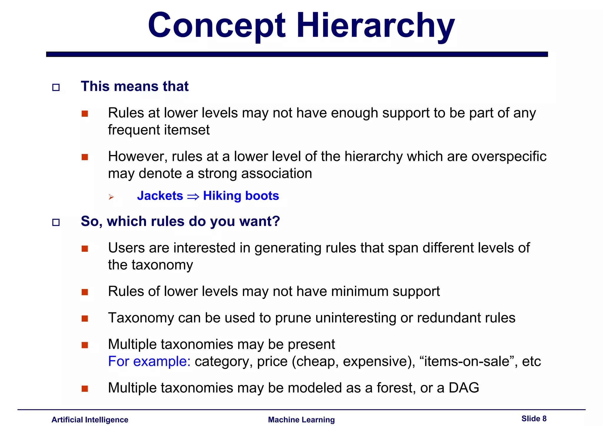 Lecture15 - Advances topics on association rules PART II