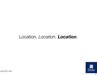 Location. Location. Location.

Duke ECE 490L
33

 