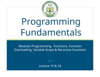 Comprehensive Guide to Modular Programming and Functions in Software ...