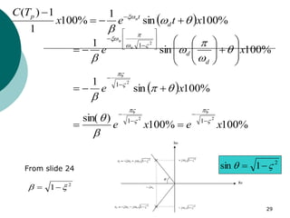 29
29
 
%
100
%
100
)
sin(
%
100
sin
1
%
100
sin
1
2
2
2
2
1
1
1
1
x
e
x
e
x
e
x
e
d
d
n
n




























































  %
100
sin
1
%
100
1
1
)
(
x
t
e
x
T
C
d
t
p n







 
2
1
sin 
 

2
1 
 

From slide 24
 