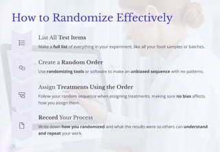 Label Randomize Repeat We'll look at how to randomize, design simple experiments, create ...