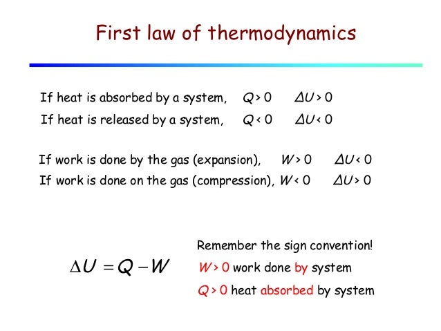 Lecture 15 first law of thermodynamics