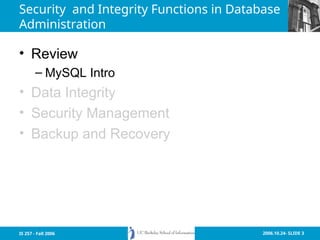 Database administration security and integrity | PPT