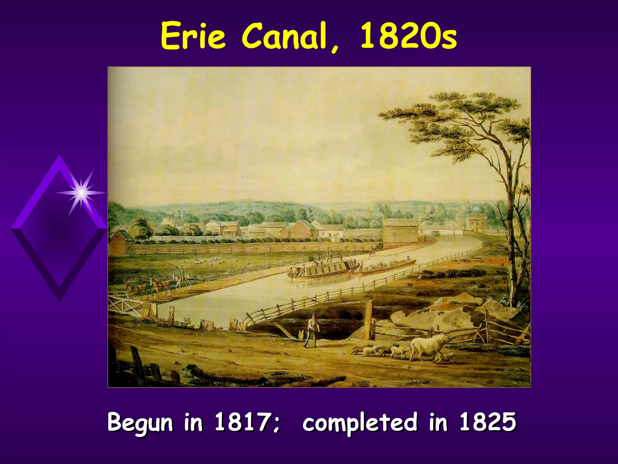 Erie Canal, 1820s
Begun in 1817; completed in 1825Begun in 1817; completed in 1825
 